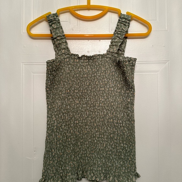 Green Floral Ruched Tank Top - Picture 2 of 2